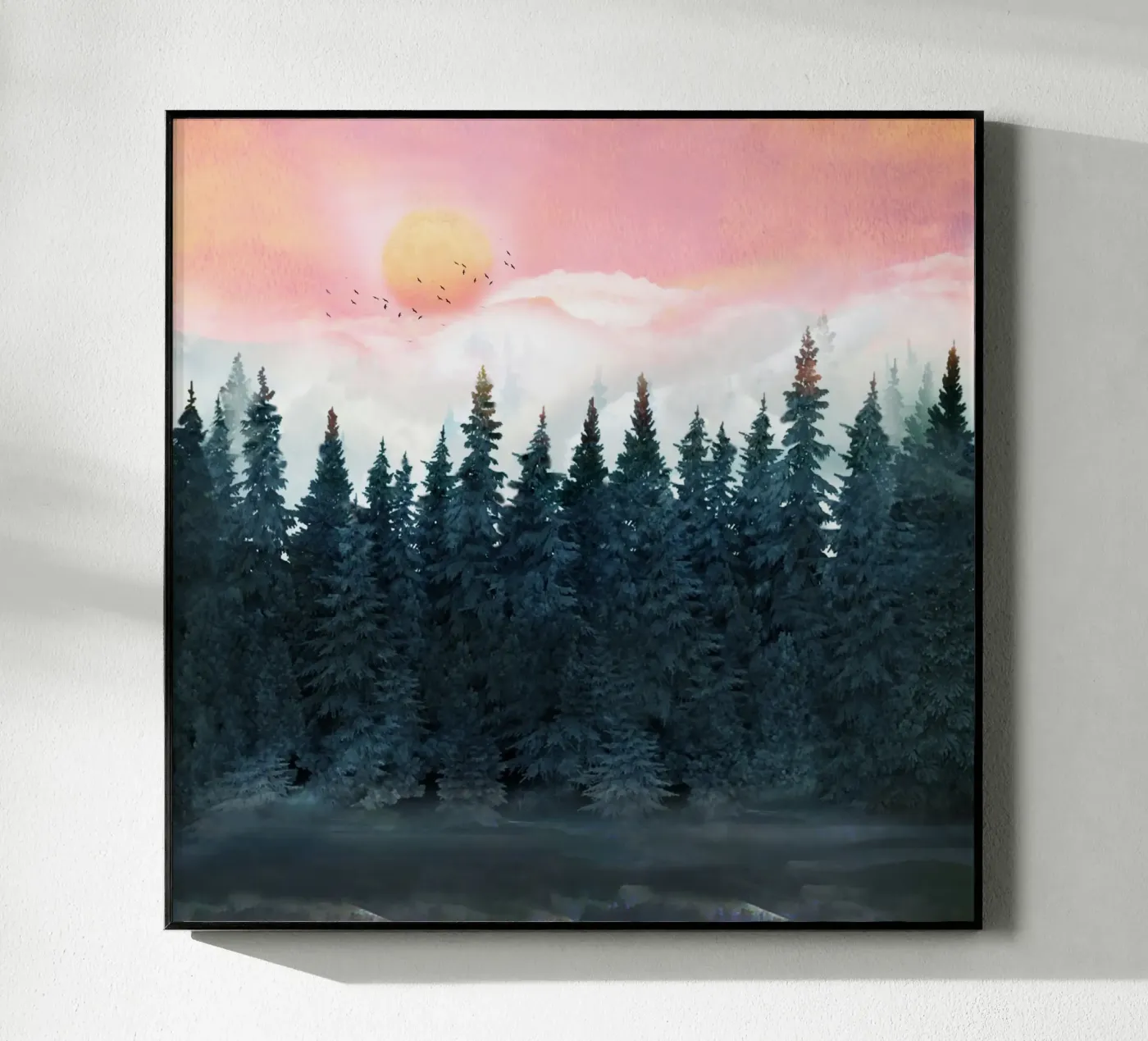 Forest Under the Sunset acryl van Nadjaa