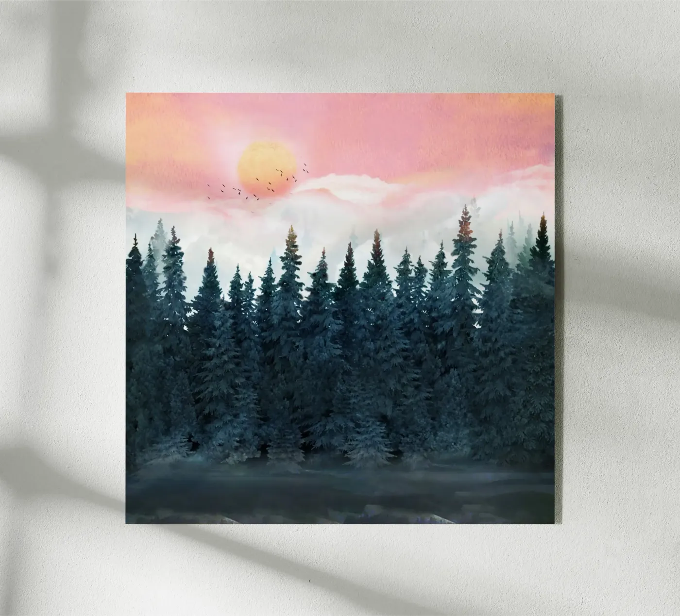 Forest Under the Sunset acryl van Nadjaa