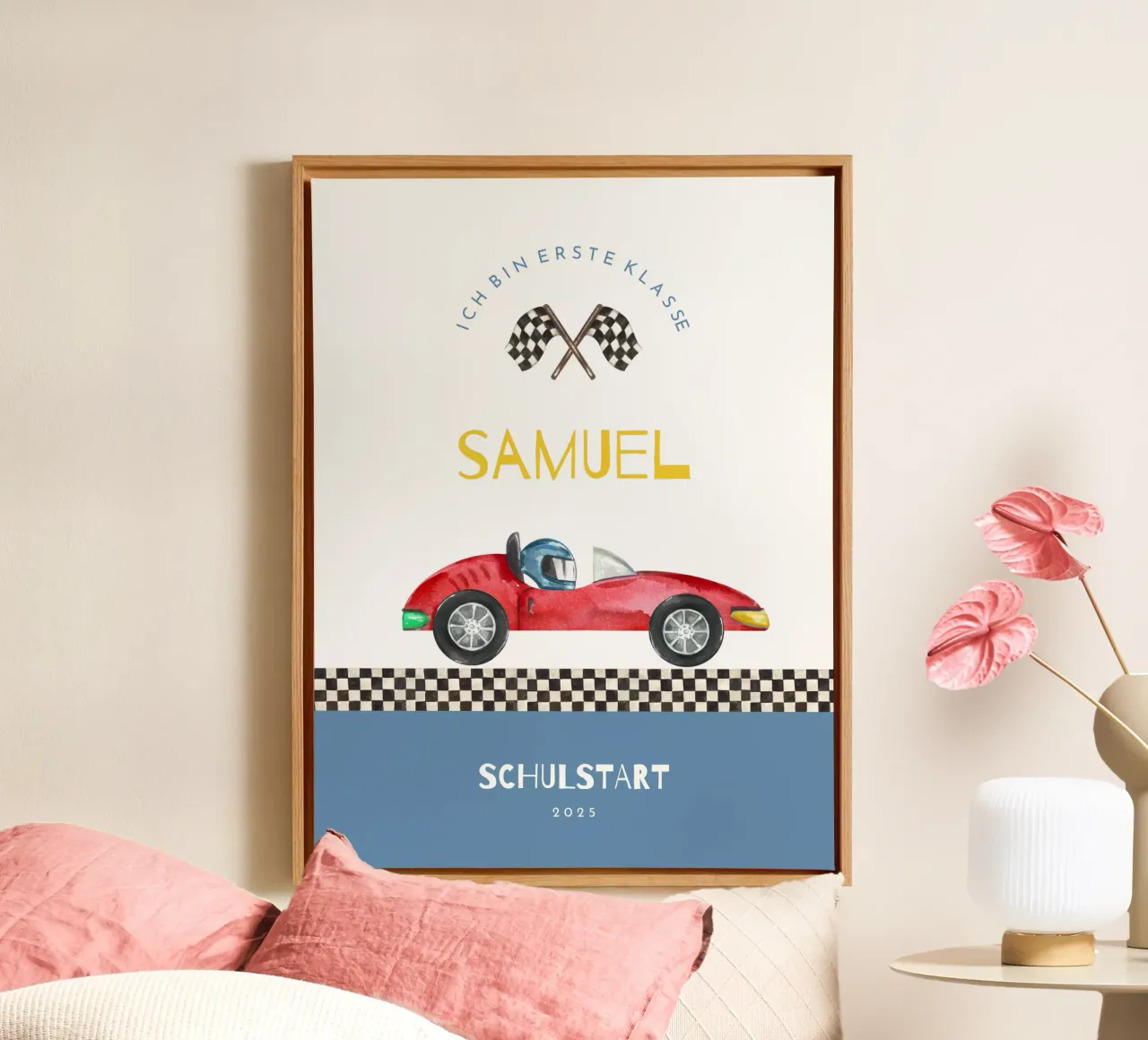 Rennauto canvas met Baklijst van Kartenliebe