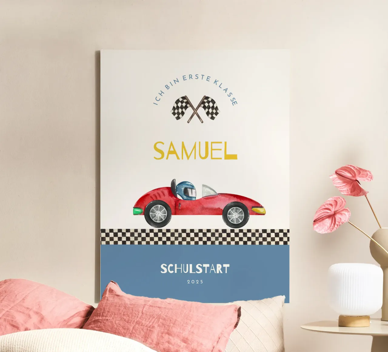 Rennauto canvas met Baklijst van Kartenliebe