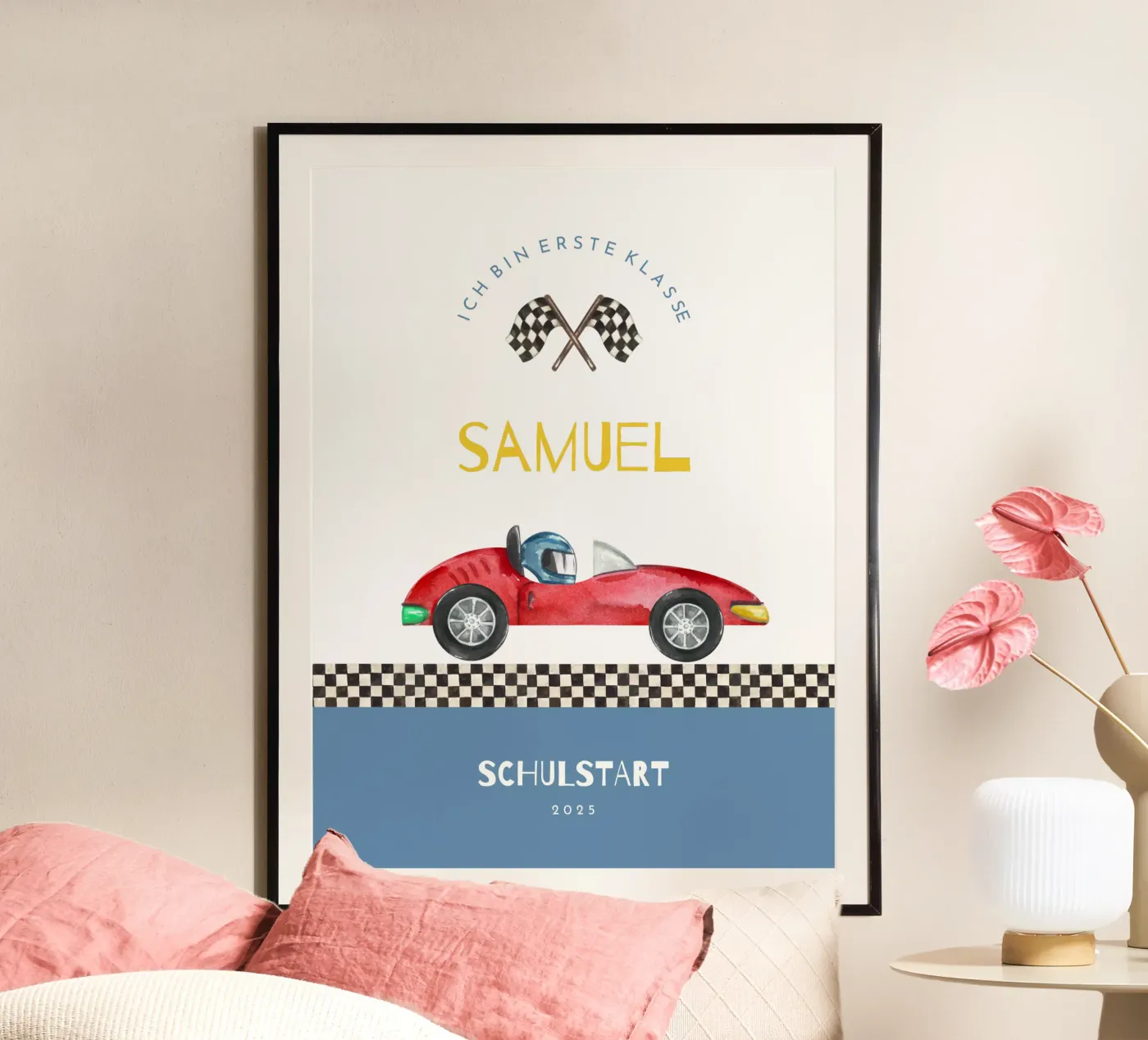 Rennauto poster by Kartenliebe