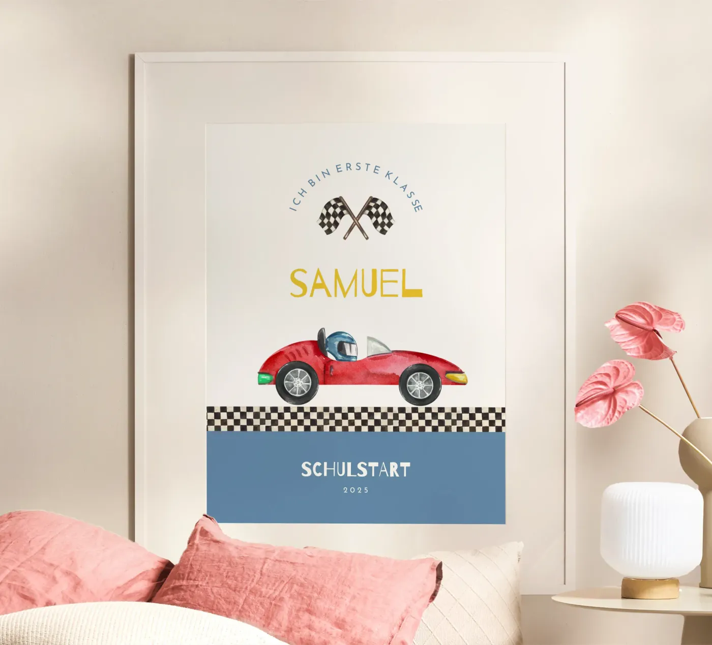 Rennauto poster by Kartenliebe