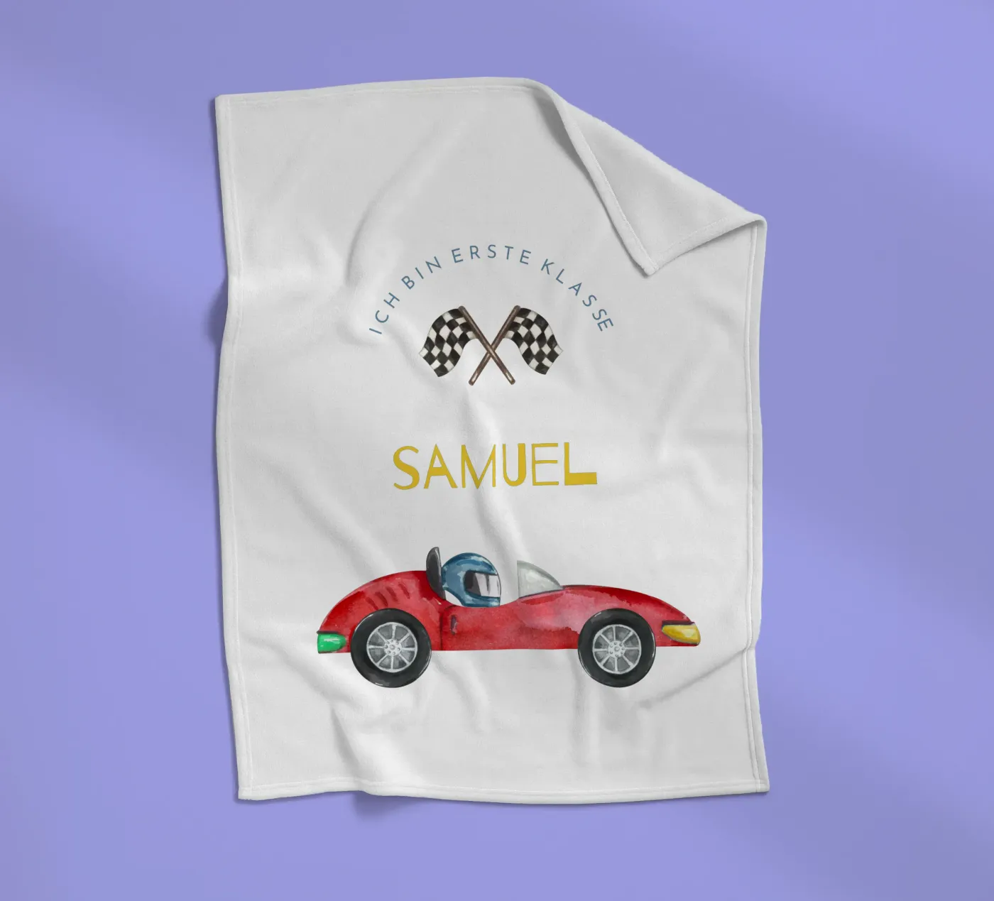 Rennauto fleecedeken van Kartenliebe