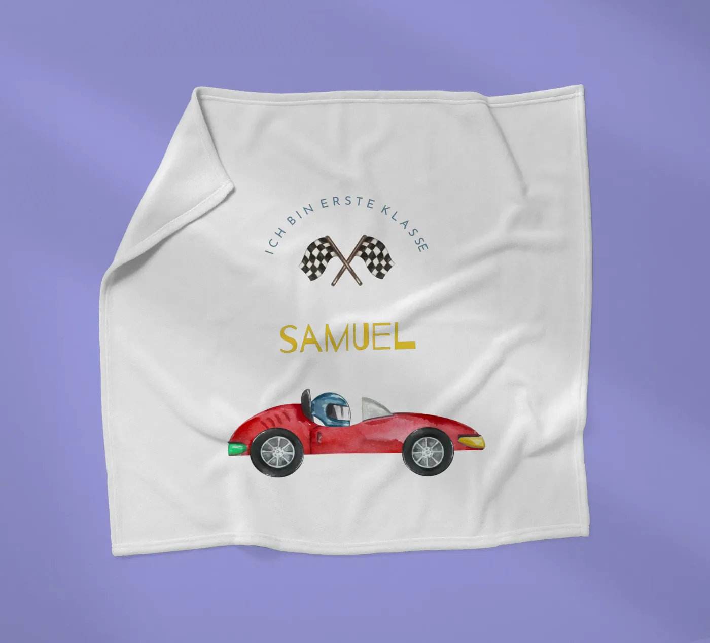 Rennauto fleecedeken van Kartenliebe