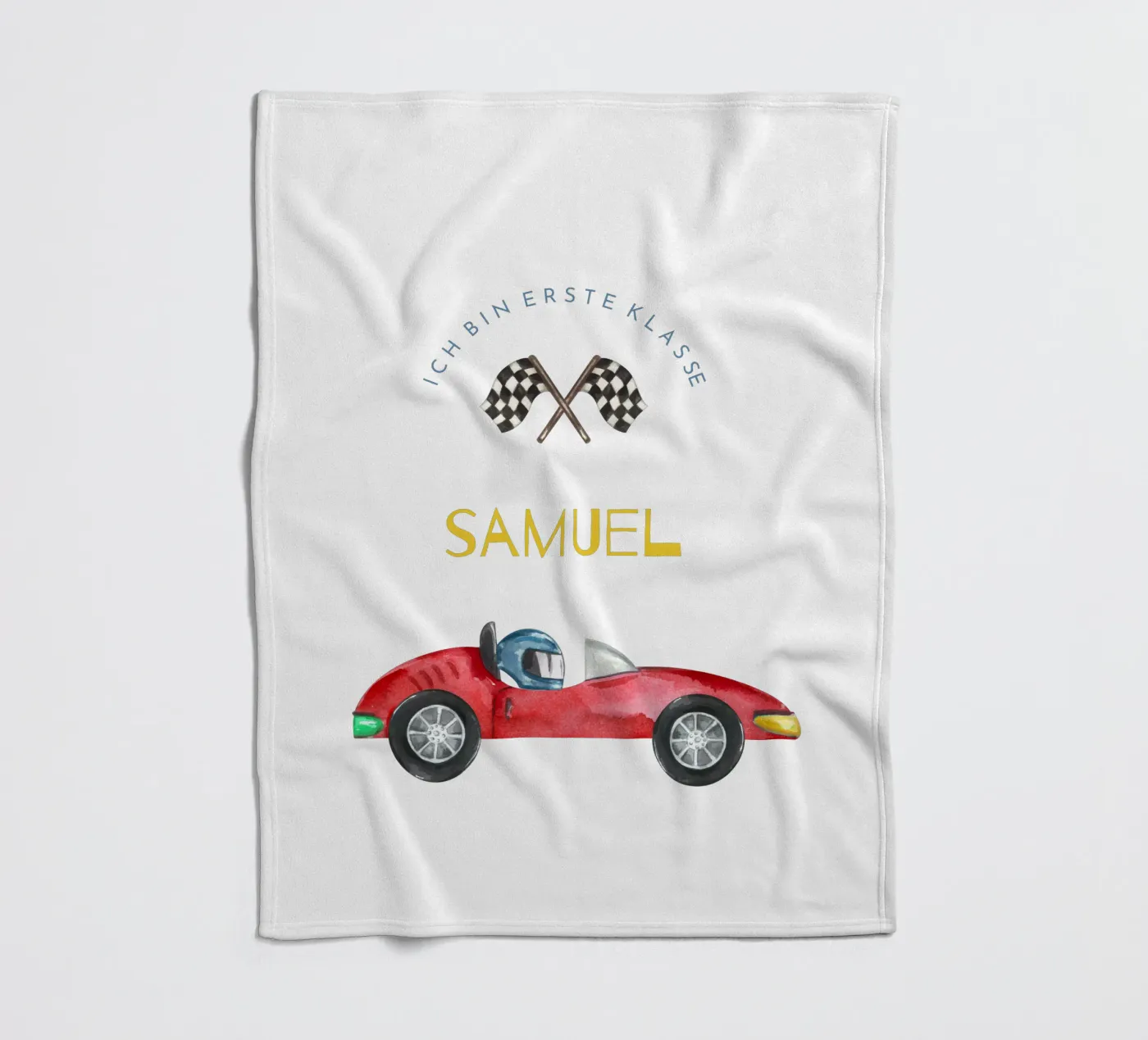 Rennauto fleecedeken van Kartenliebe