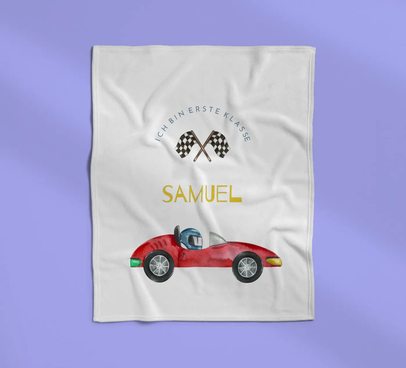 Rennauto fleecedeken van Kartenliebe