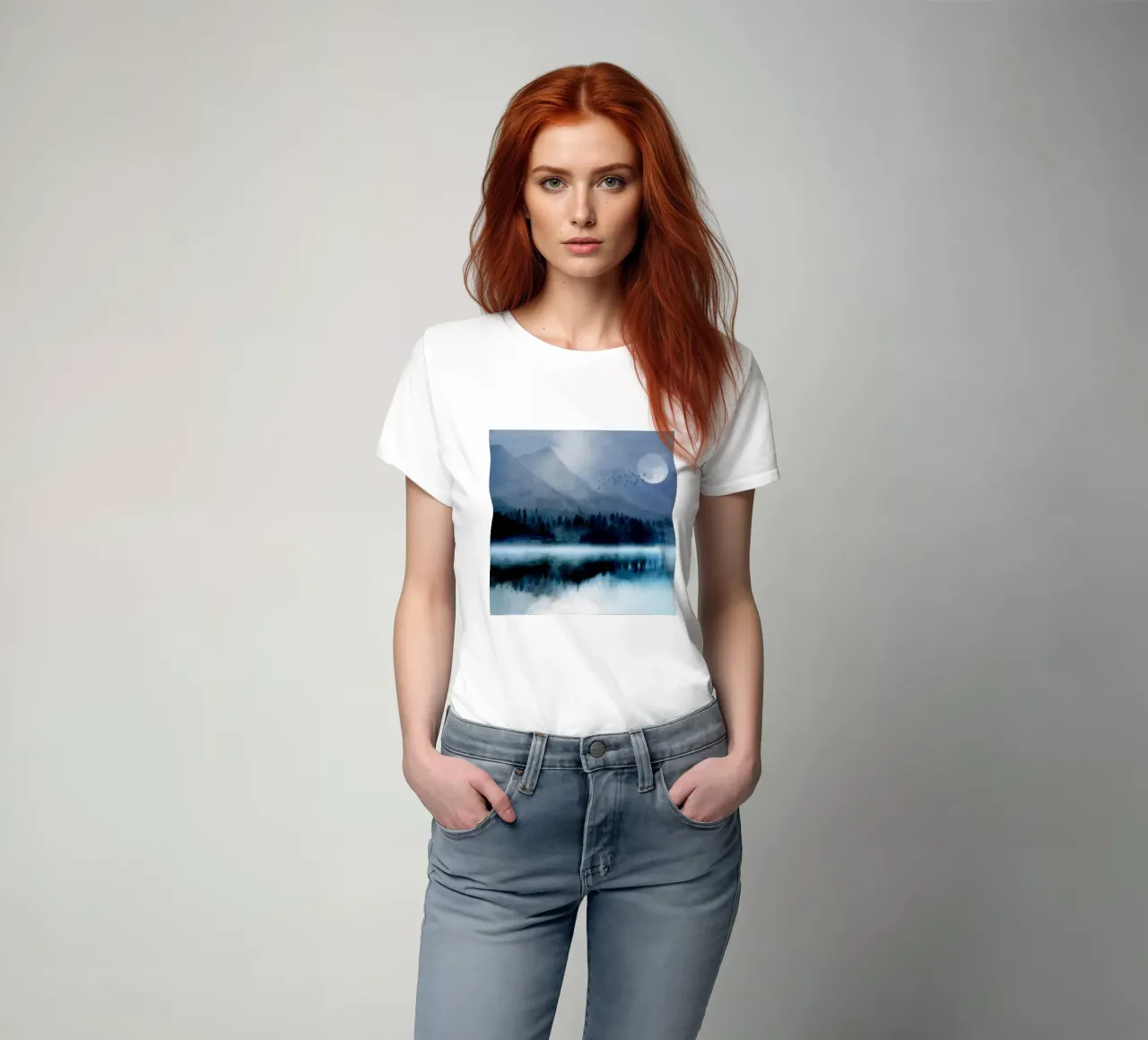 Mountainscape Under The Moonlight t-shirt da Nadjaa