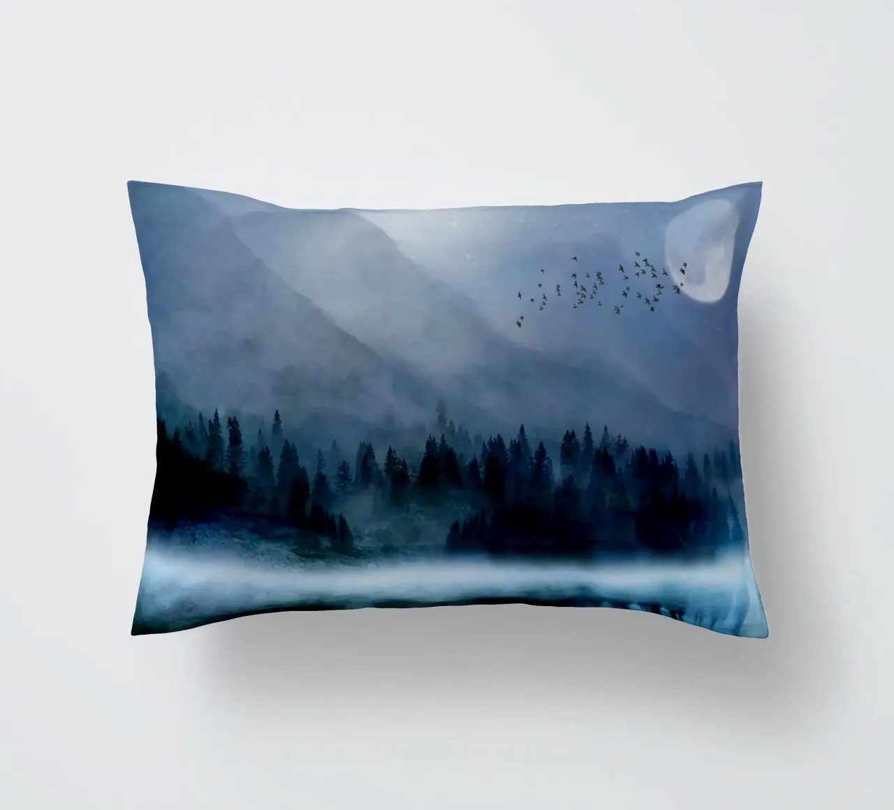 Mountainscape Under The Moonlight cuscino da Nadjaa