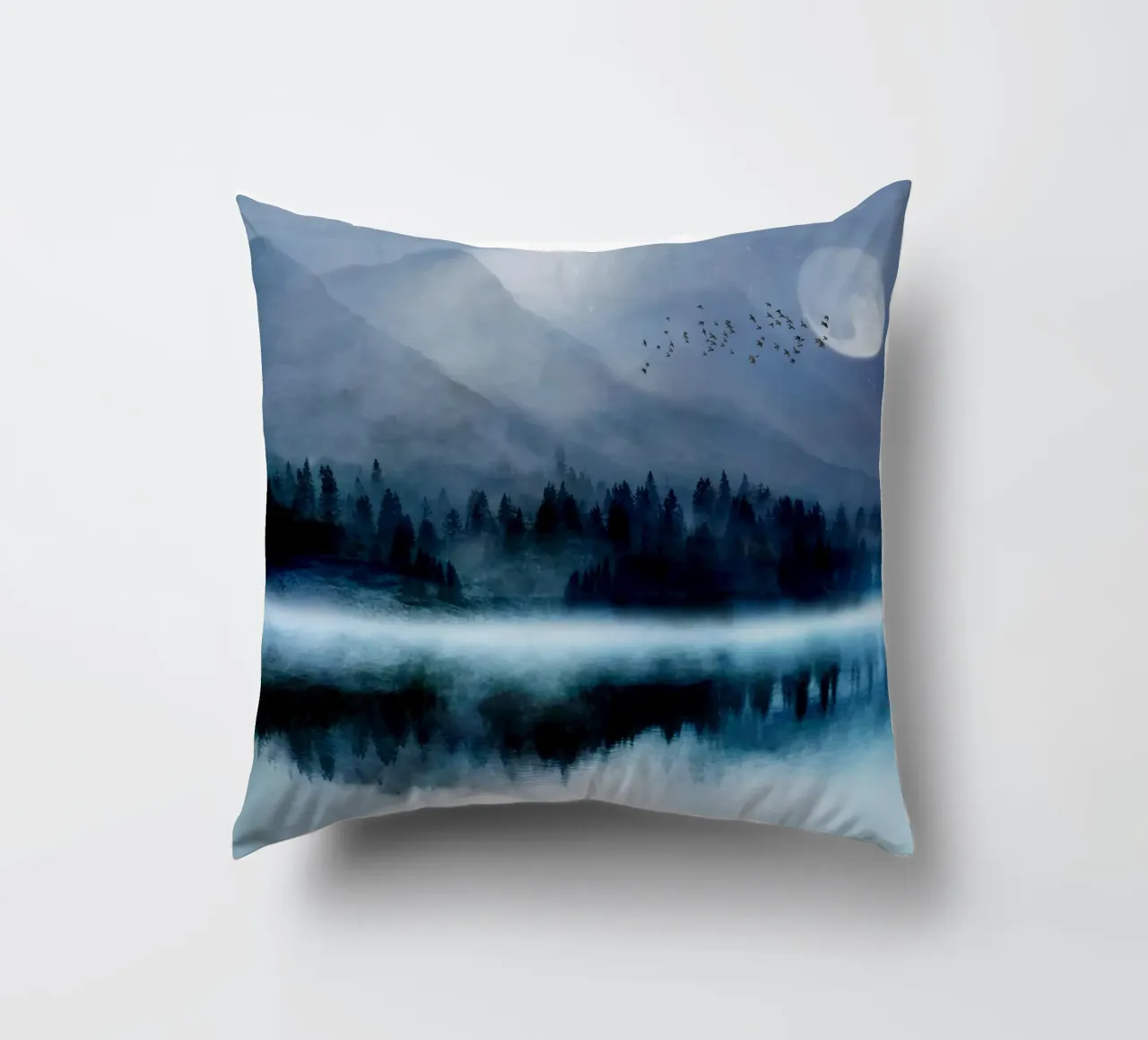Mountainscape Under The Moonlight cuscino da Nadjaa