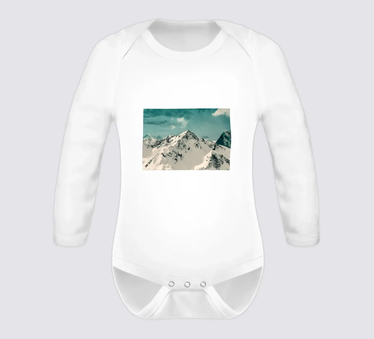 Snow Peak long-sleeve baby romper by Nadjaa