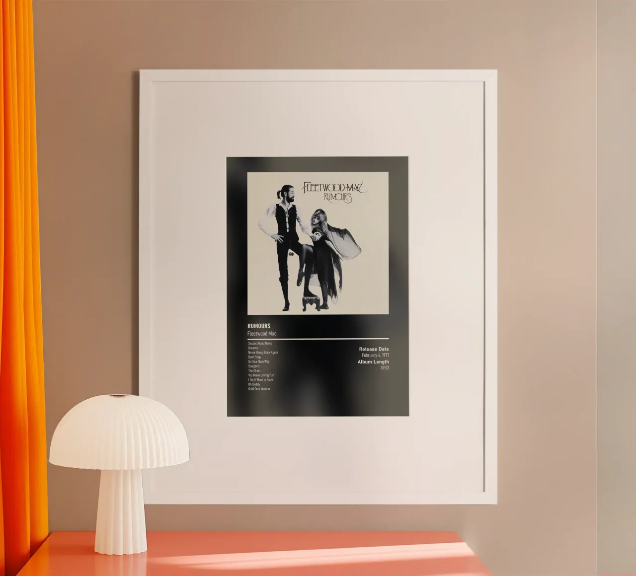 Rumours (1977) by Fleetwood Mac poster con telaio in plastica da DGUnder
