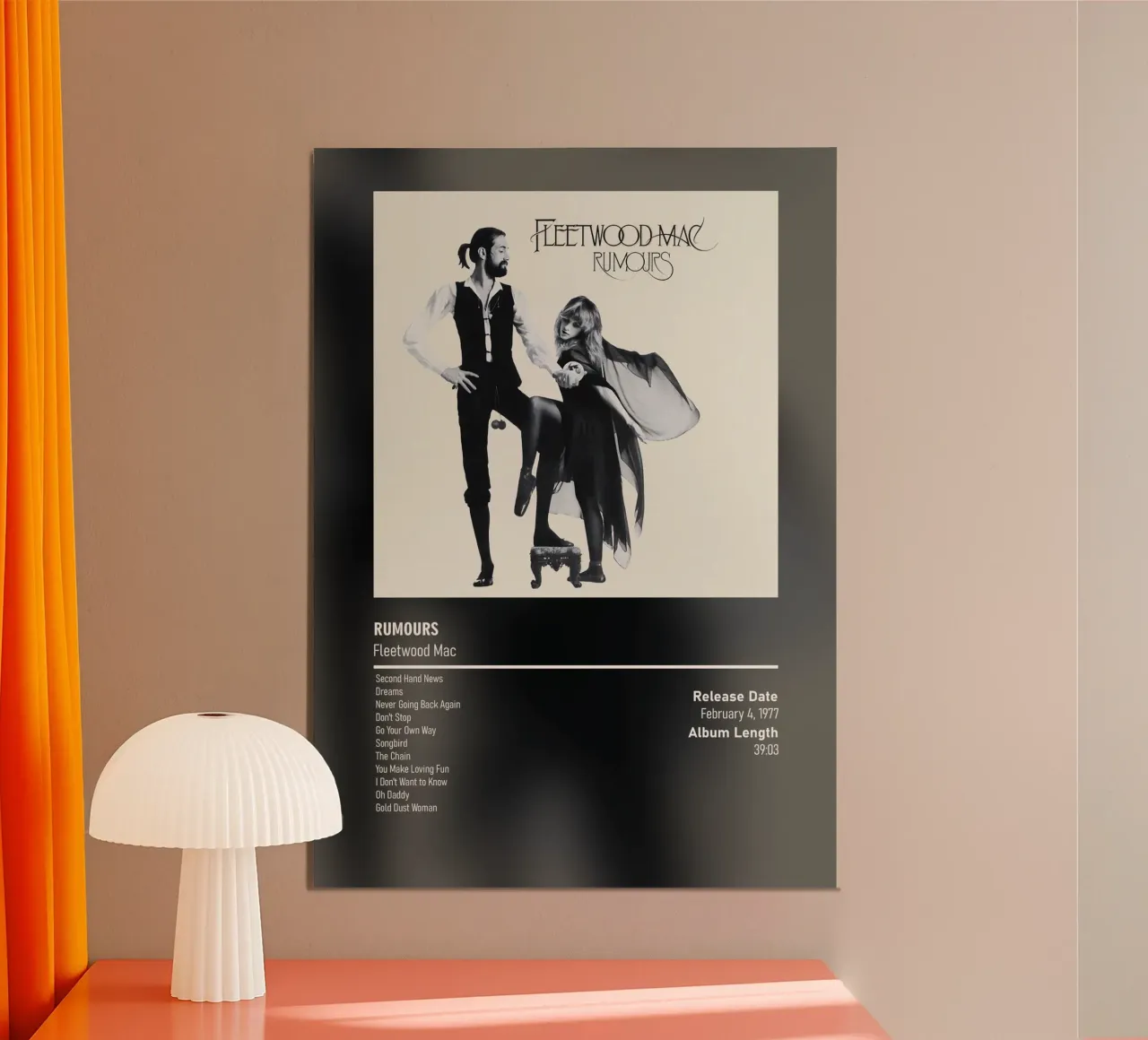 Rumours (1977) by Fleetwood Mac poster con telaio in plastica da DGUnder
