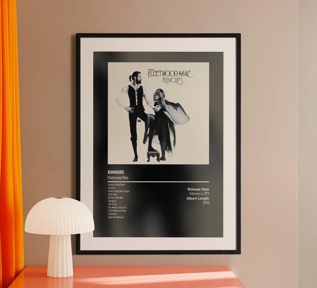 Rumours (1977) by Fleetwood Mac poster con telaio in plastica da DGUnder
