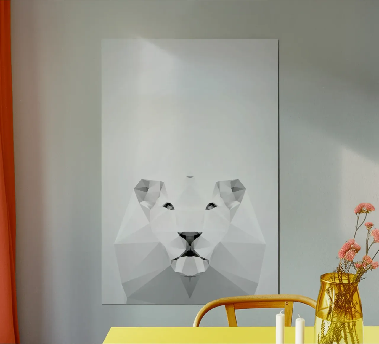 Geo White Lion poster avec cadre en plastique de Three Of The Possessed