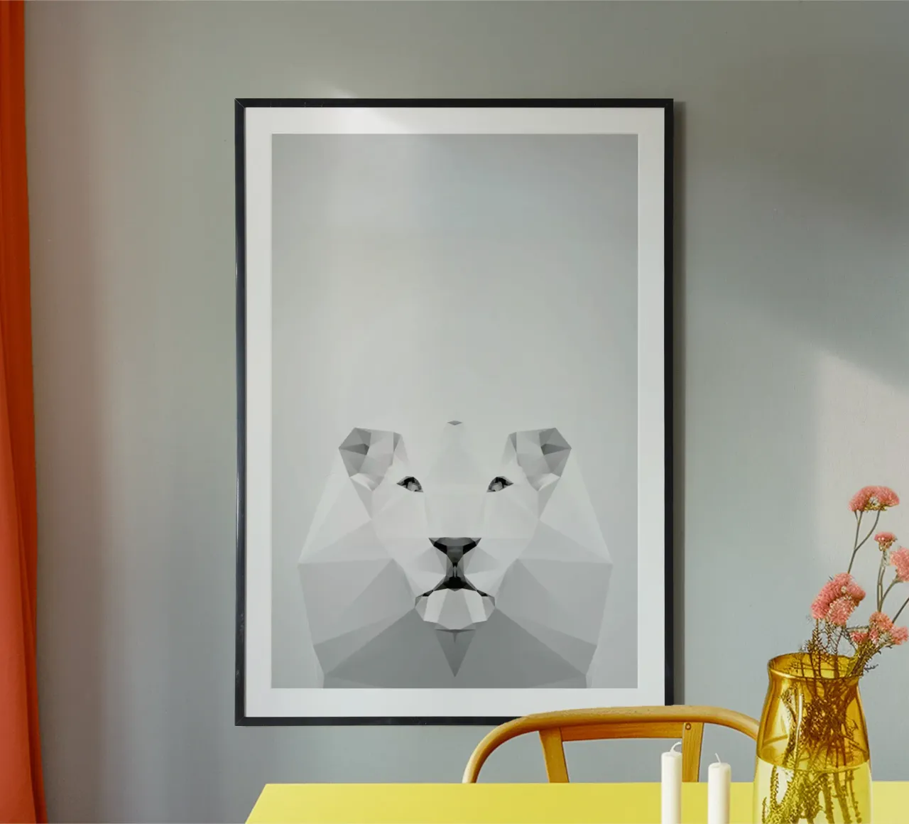 Geo White Lion poster avec cadre en plastique de Three Of The Possessed