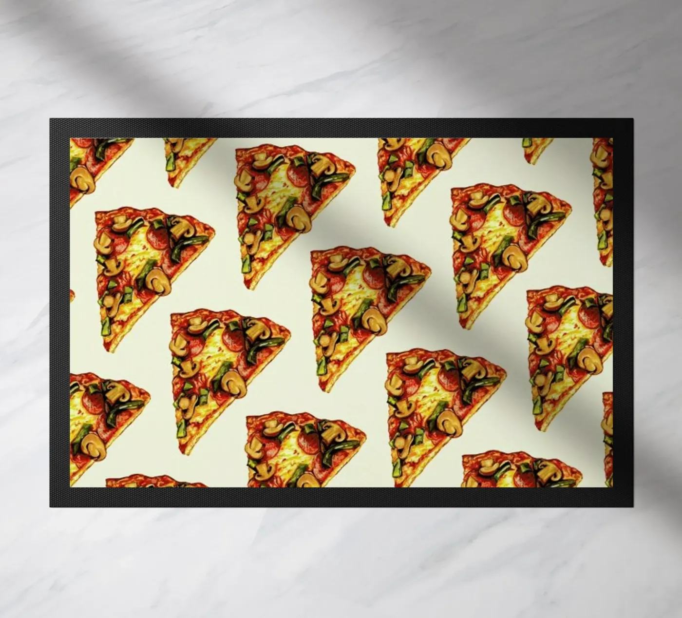 Pizza Pattern doormat by Kelly Gilleran