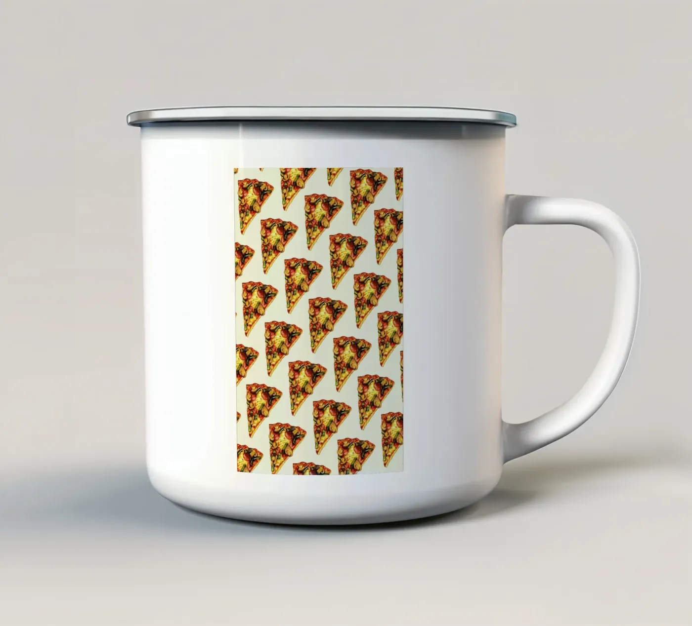 Pizza Pattern enamel mug by Kelly Gilleran