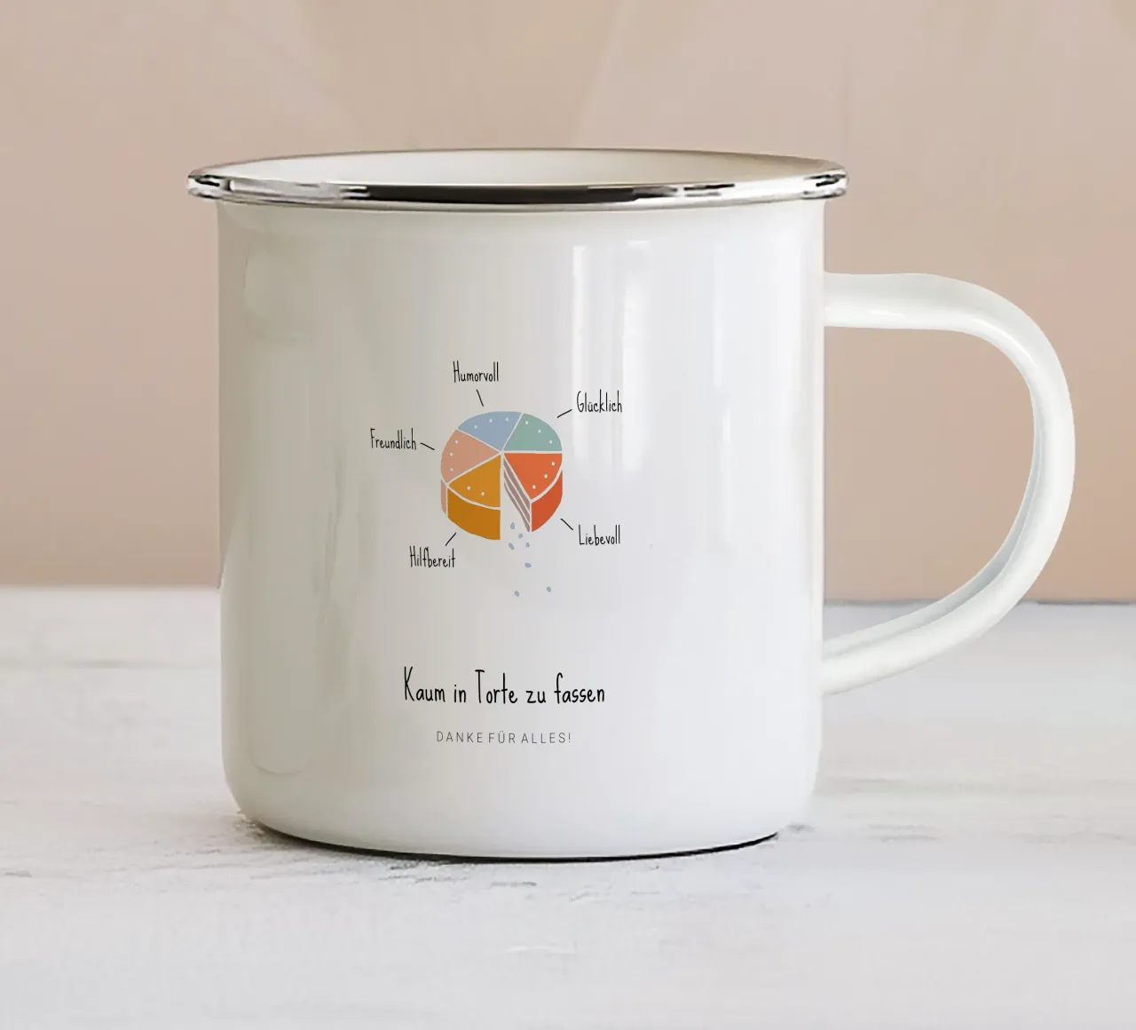 Tortendiagramm enamel mug by Kartenliebe
