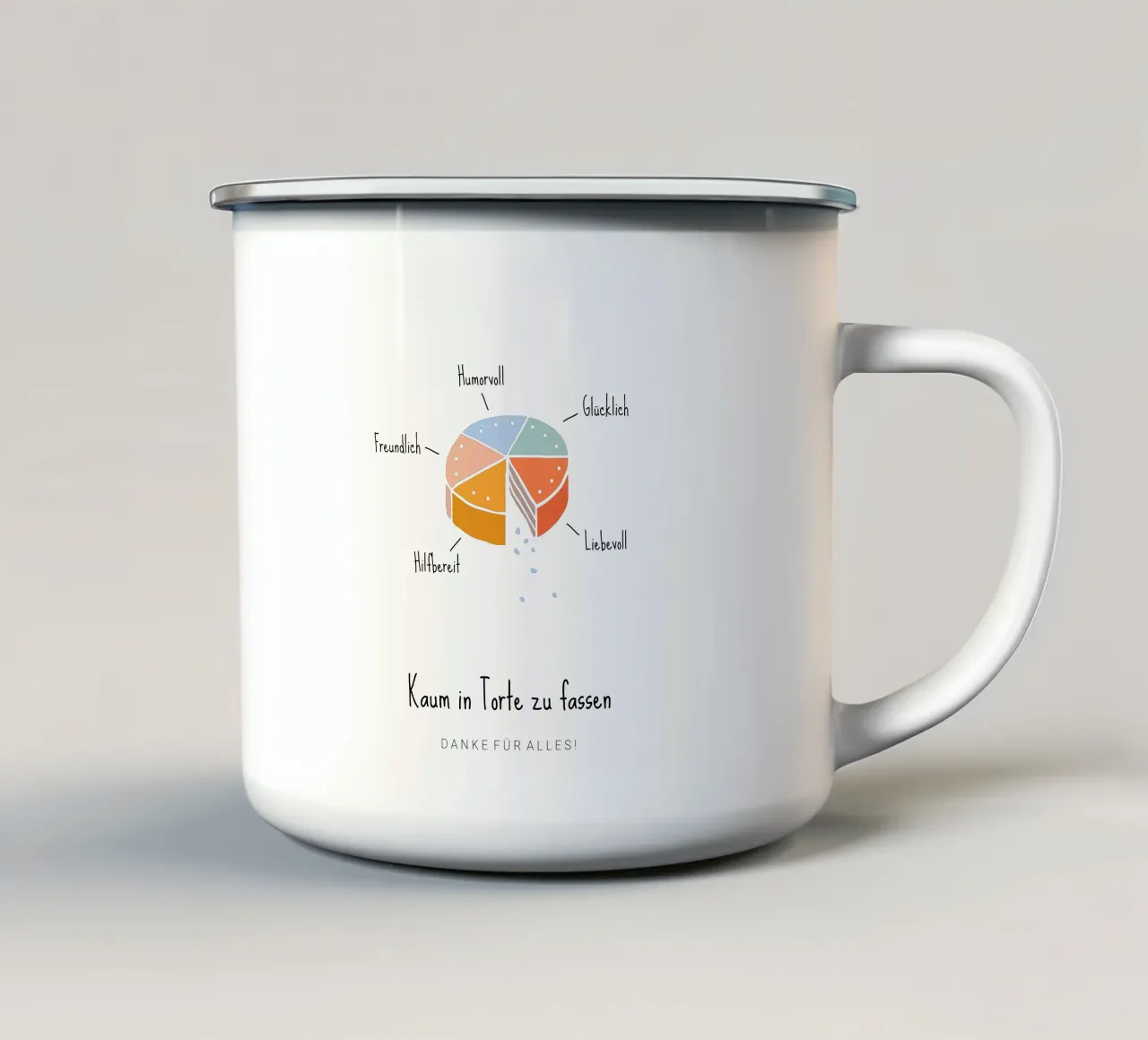Tortendiagramm enamel mug by Kartenliebe