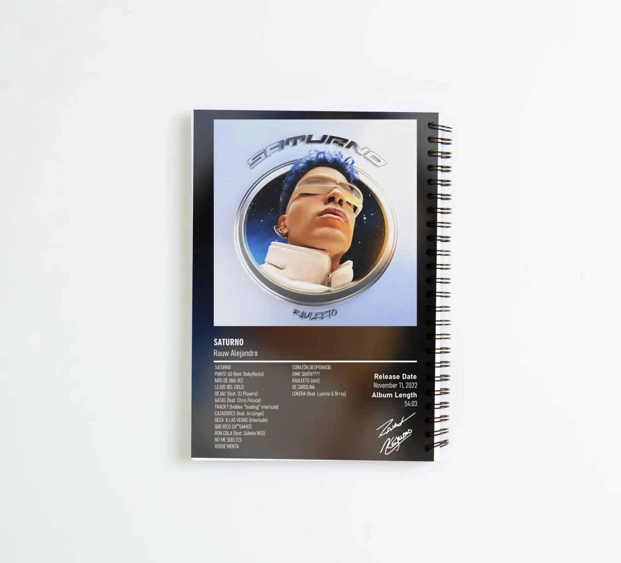 Saturno (2022) Rauw Alejandro spiral notebook by DGUnder