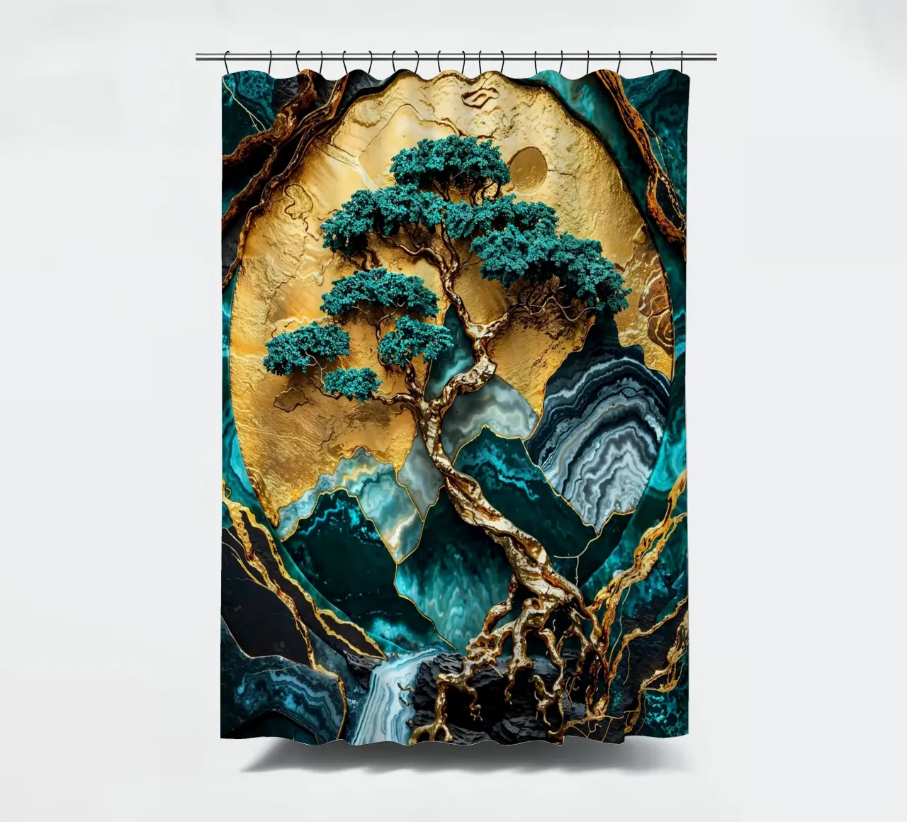 Golden Tree of Harmony Art tenda da doccia da Pixaverse