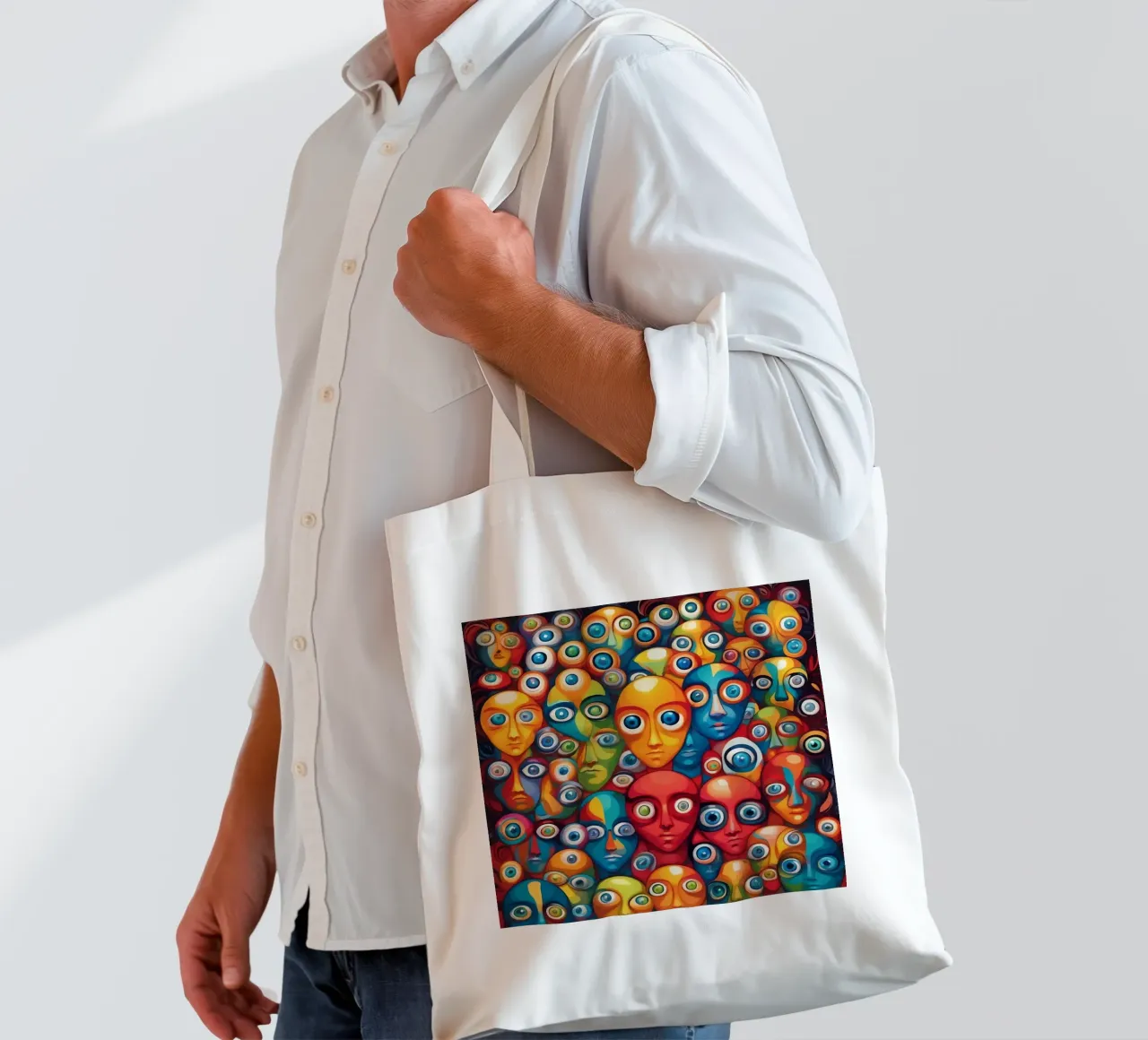 Occhi_2 borsa in juta da AI-Portraits by LK