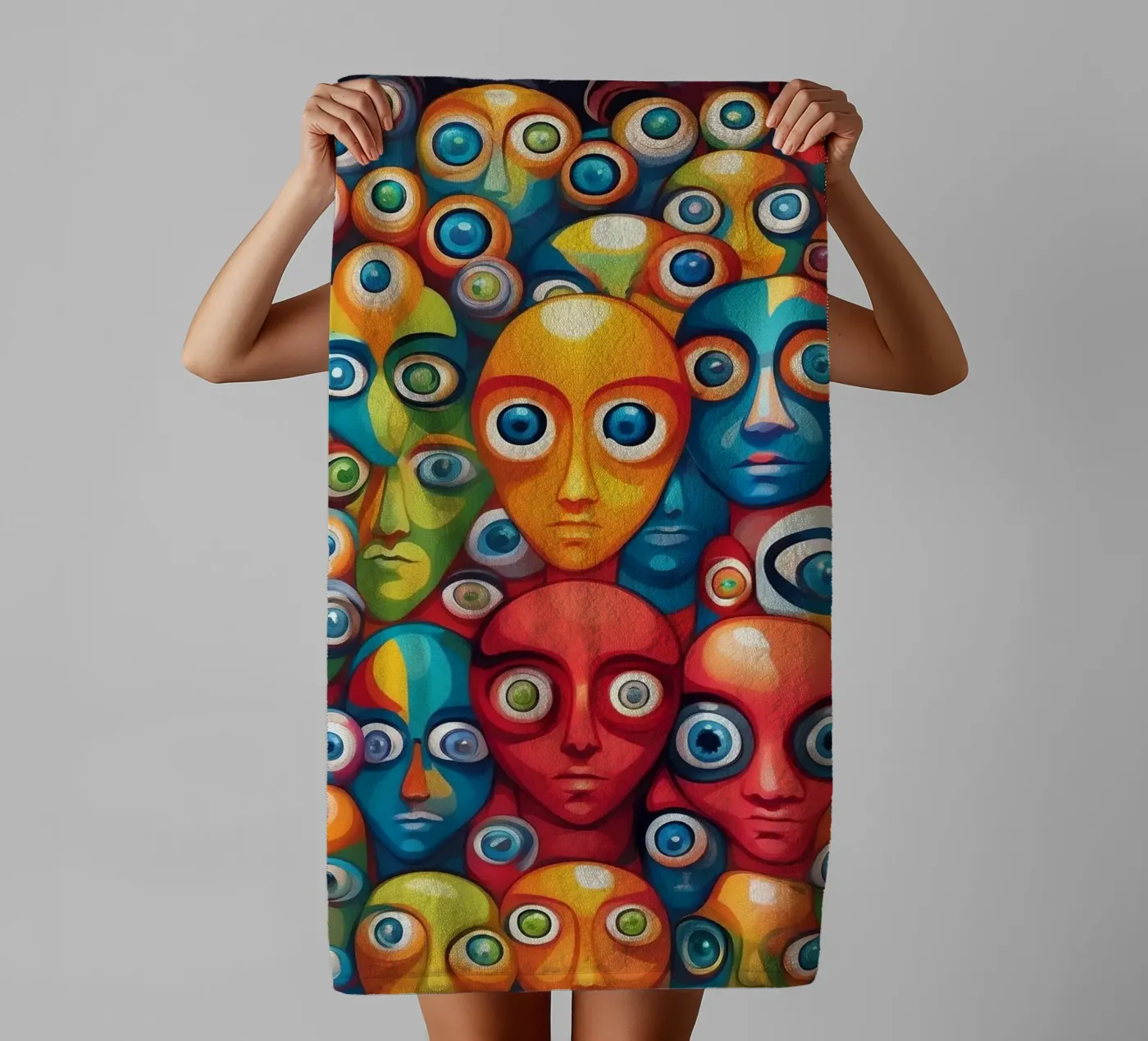 Ogen_2 badhanddoek van AI-Portraits by LK