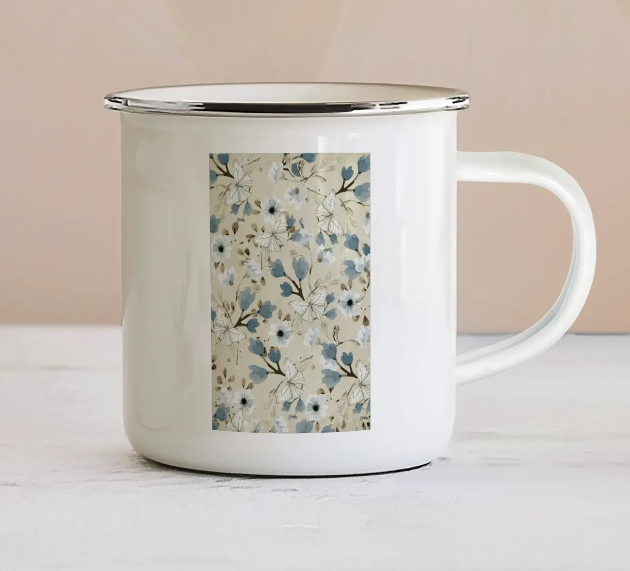 Flowers and Butterflies tazza in smalto da Nadjaa