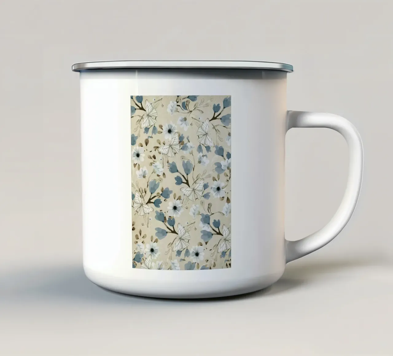 Flowers and Butterflies tazza in smalto da Nadjaa