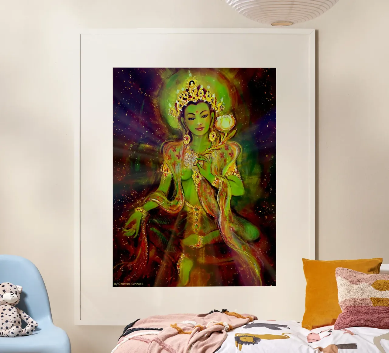 Tara verde, Buddha femmina, Thangka poster con telaio in legno da Happy 😃 Art 🎨 by Christine Schnoell
