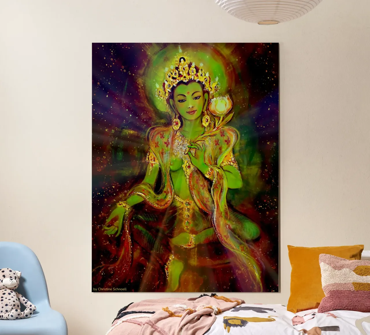 Tara verde, Buddha femmina, Thangka poster con telaio in legno da Happy 😃 Art 🎨 by Christine Schnoell