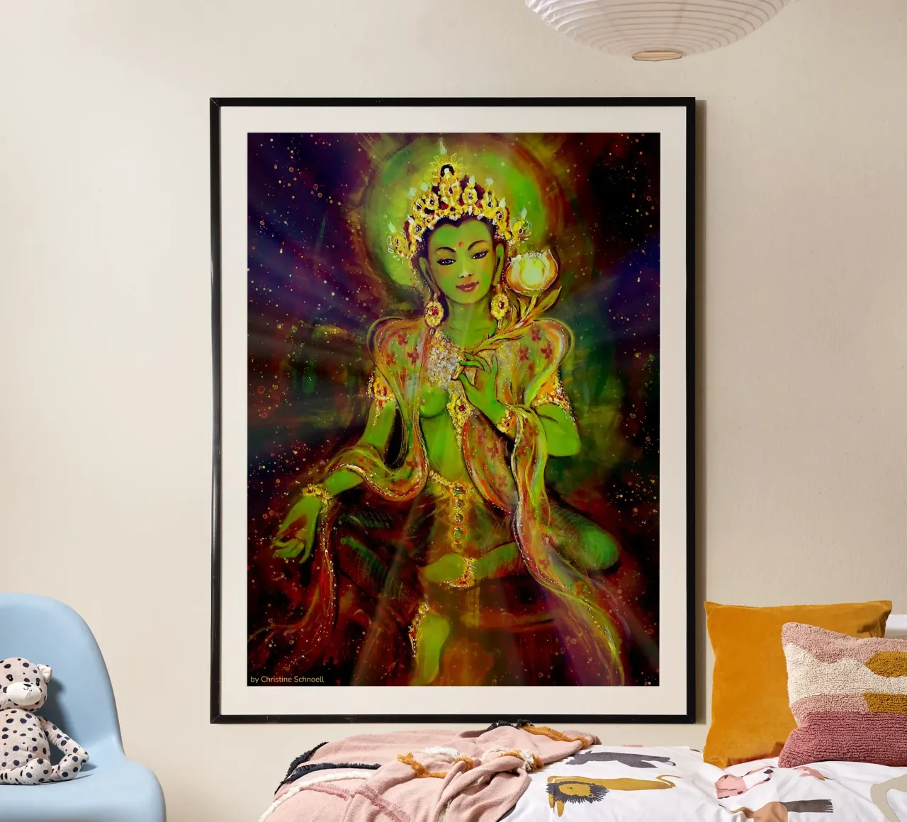 Tara verde, Buddha femmina, Thangka poster con telaio in legno da Happy 😃 Art 🎨 by Christine Schnoell