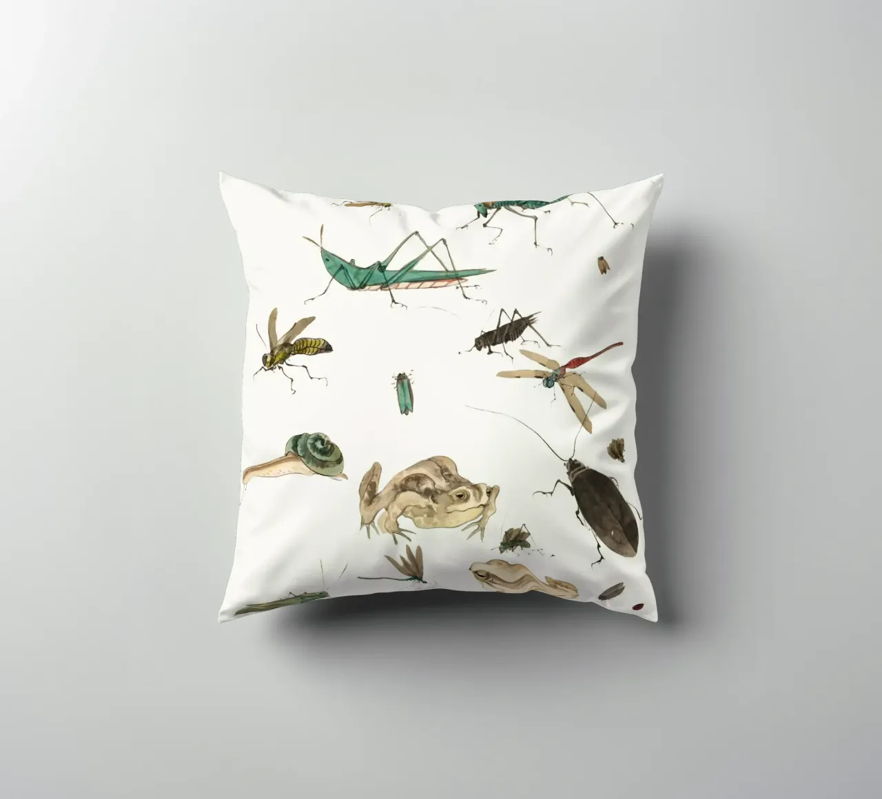 Insects frogs and a snail cuscino da Nadjaa