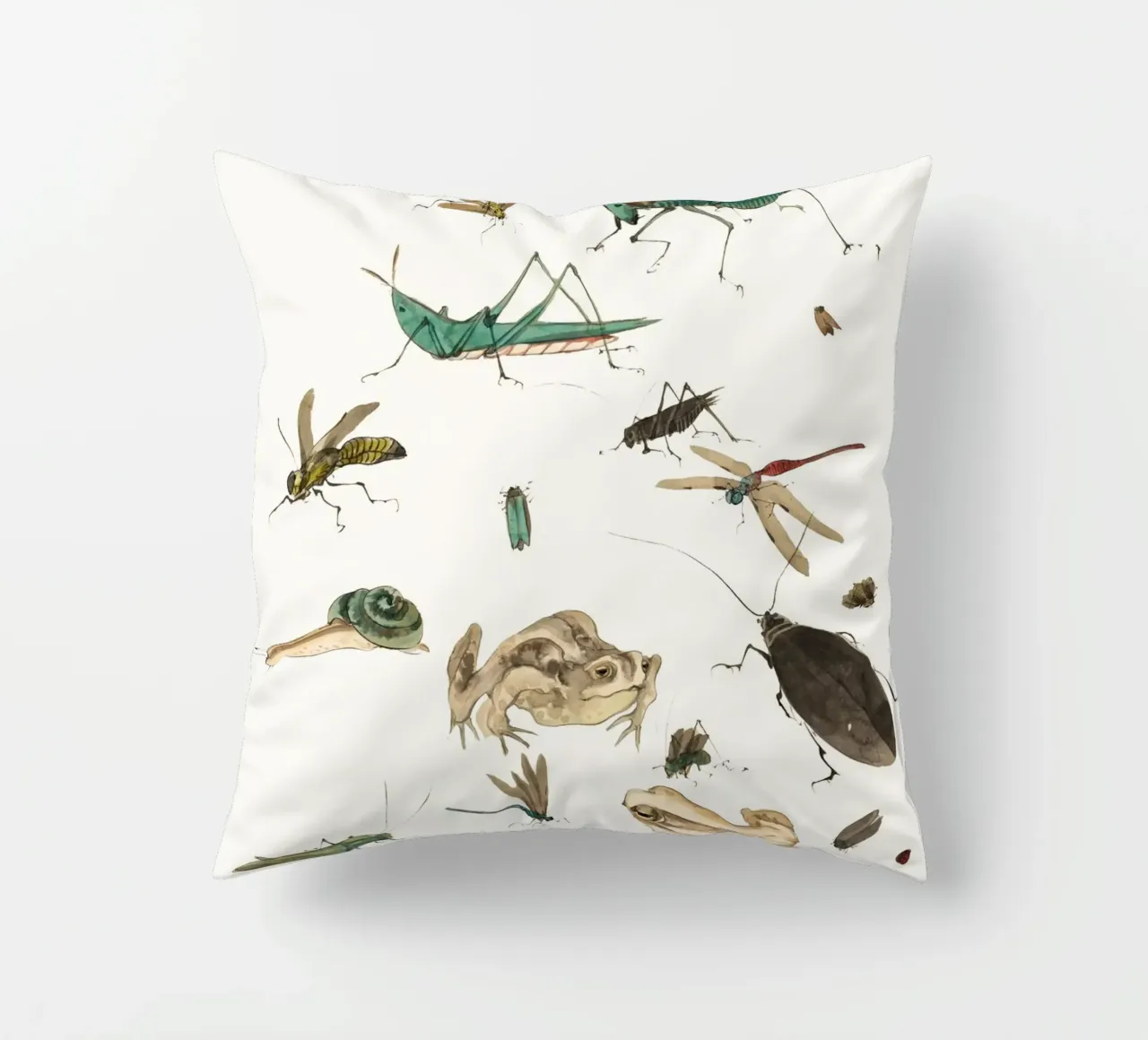 Insects frogs and a snail cuscino da Nadjaa