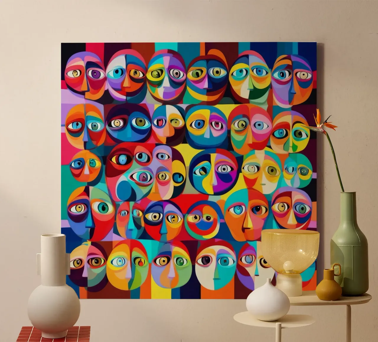 Ogen_3 canvas met Baklijst van AI-Portraits by LK