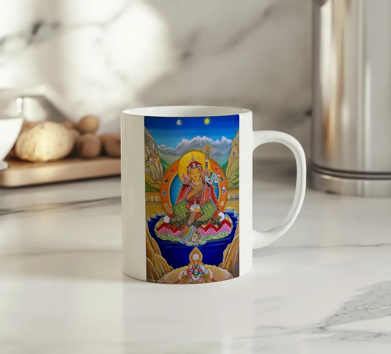Padmasambhava, Guru Rinpoche, Buddha, Thangka ceramic mug by Happy 😃 Art 🎨 by Christine Schnoell
