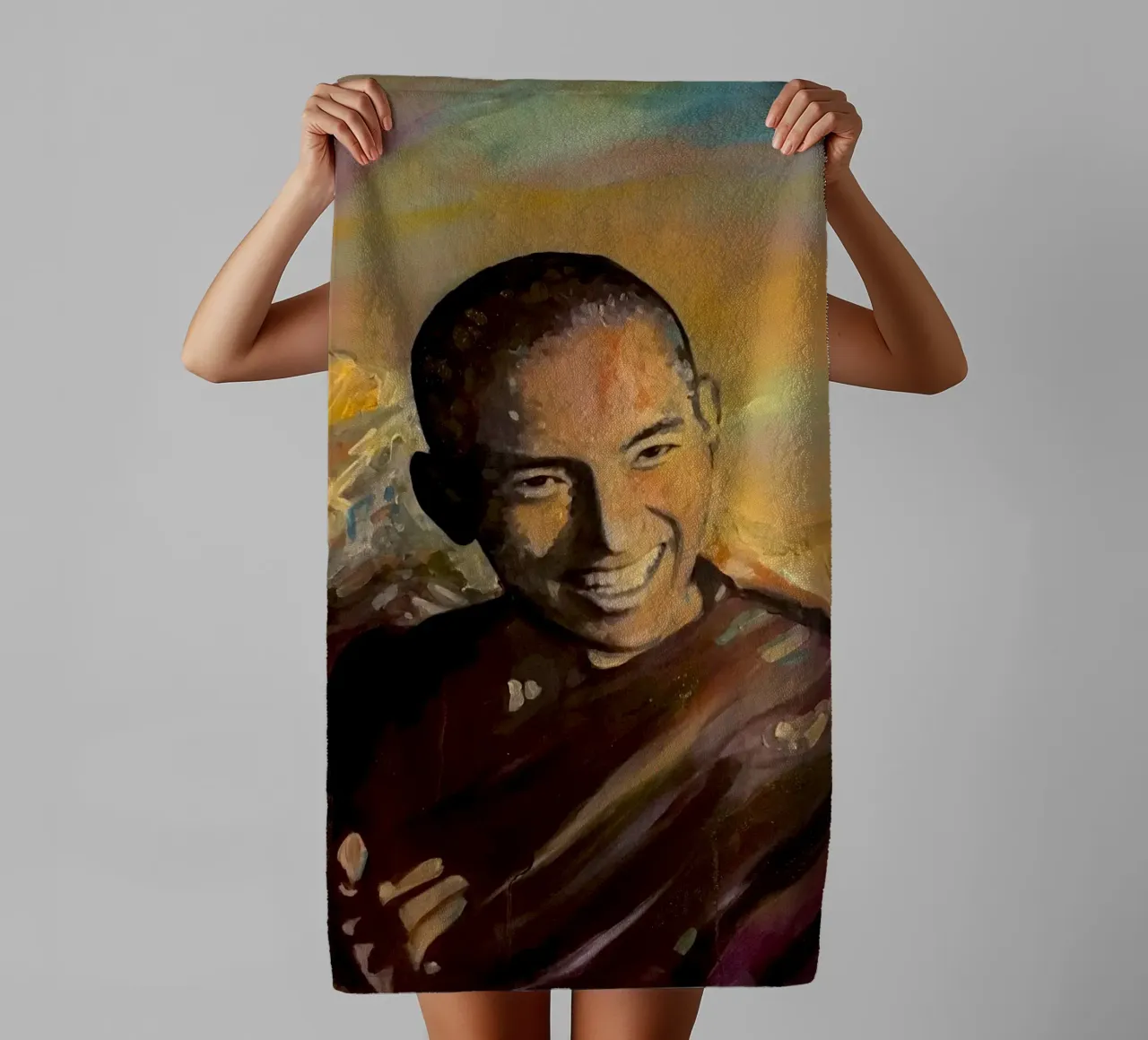 Lama Zopa Rinpoche, realised master towel by Happy 😃 Art 🎨 by Christine Schnoell