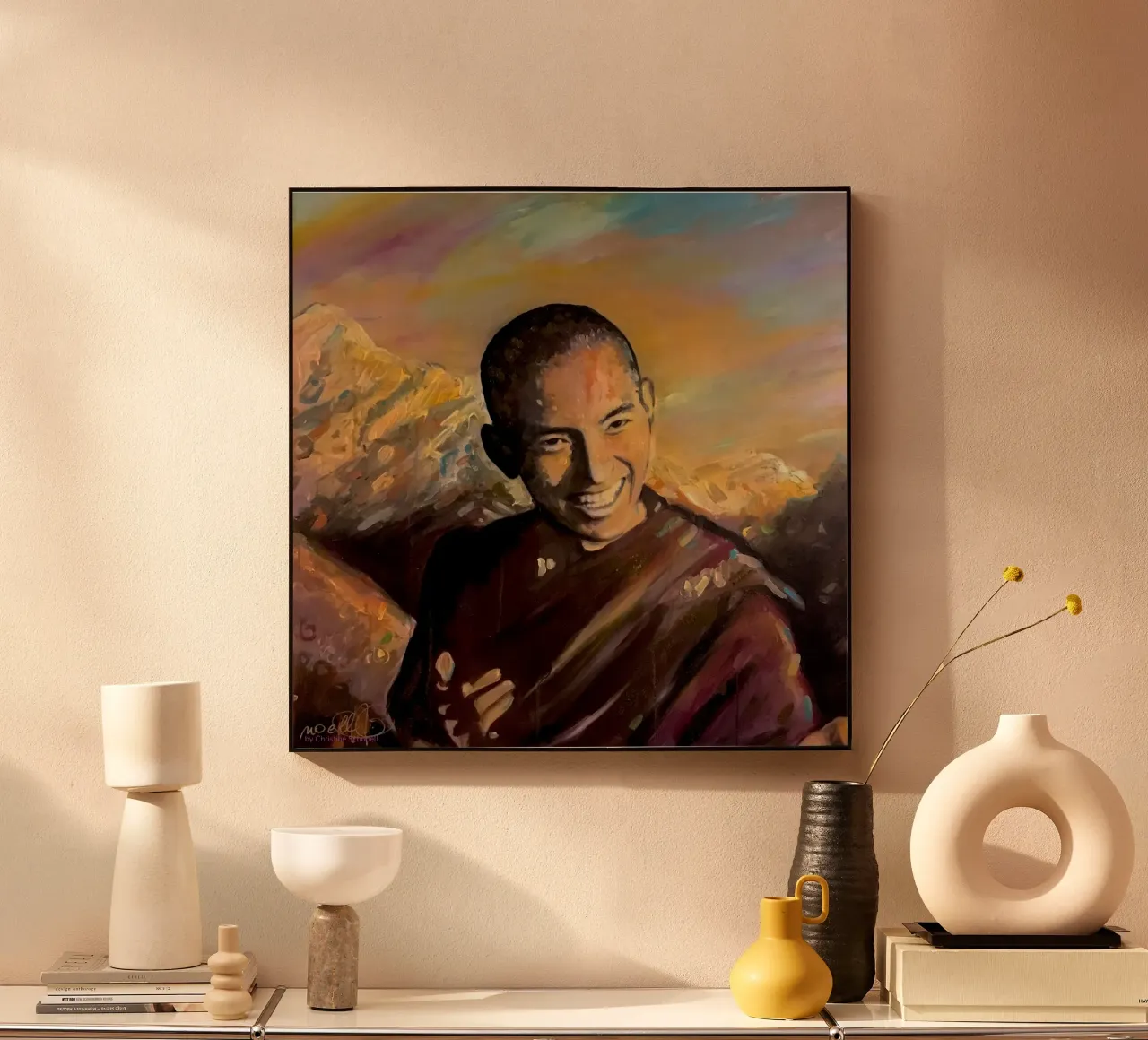 Lama Zopa Rinpoche, maestro realizzato alluminio dibond da Happy 😃 Art 🎨 by Christine Schnoell