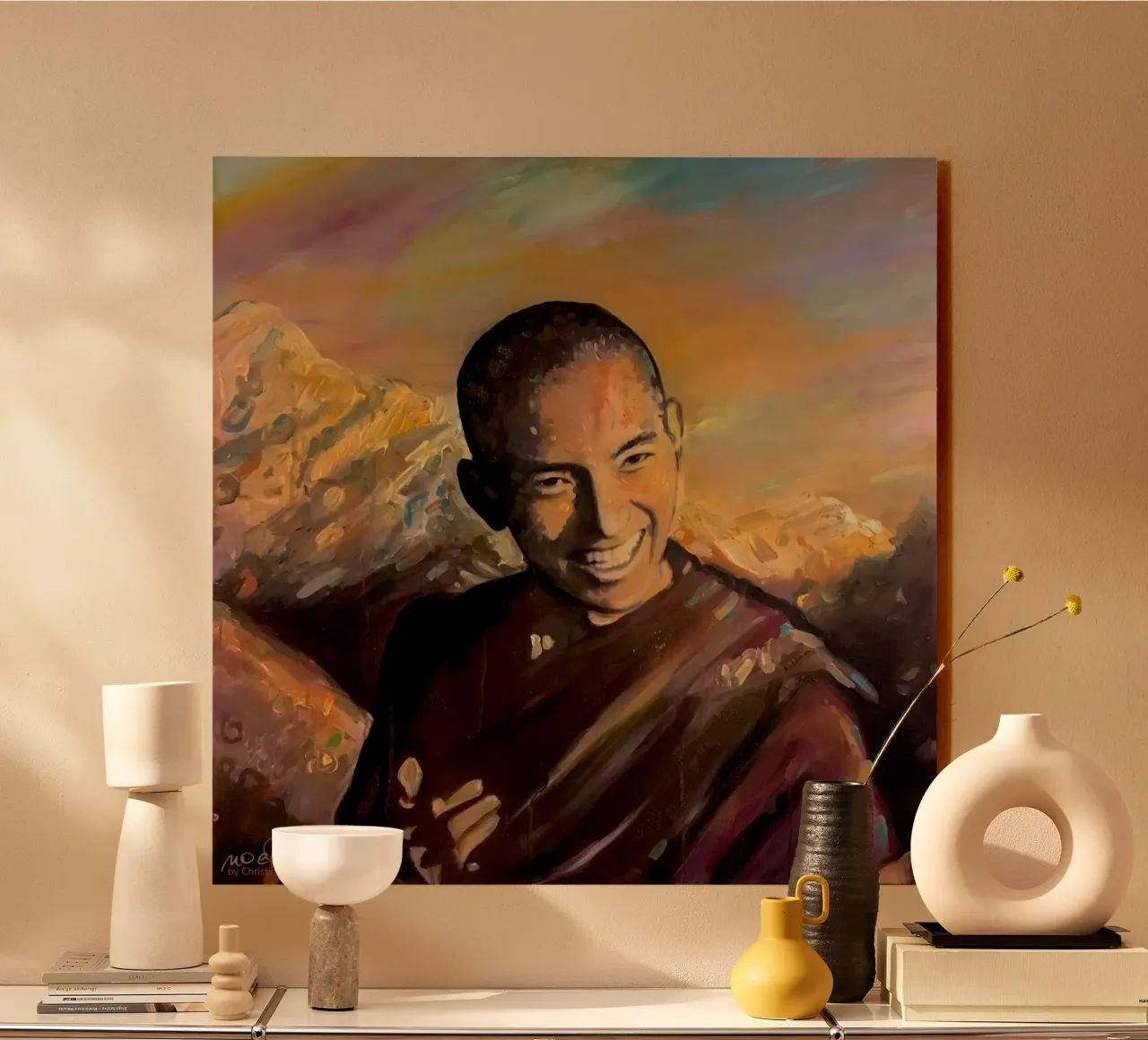 Lama Zopa Rinpoche, maestro realizzato alluminio dibond da Happy 😃 Art 🎨 by Christine Schnoell