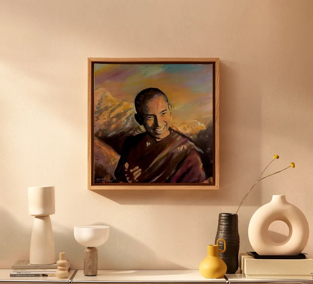 Lama Zopa Rinpoche, gerealiseerde meester canvas met Baklijst van Happy 😃 Art 🎨 by Christine Schnoell