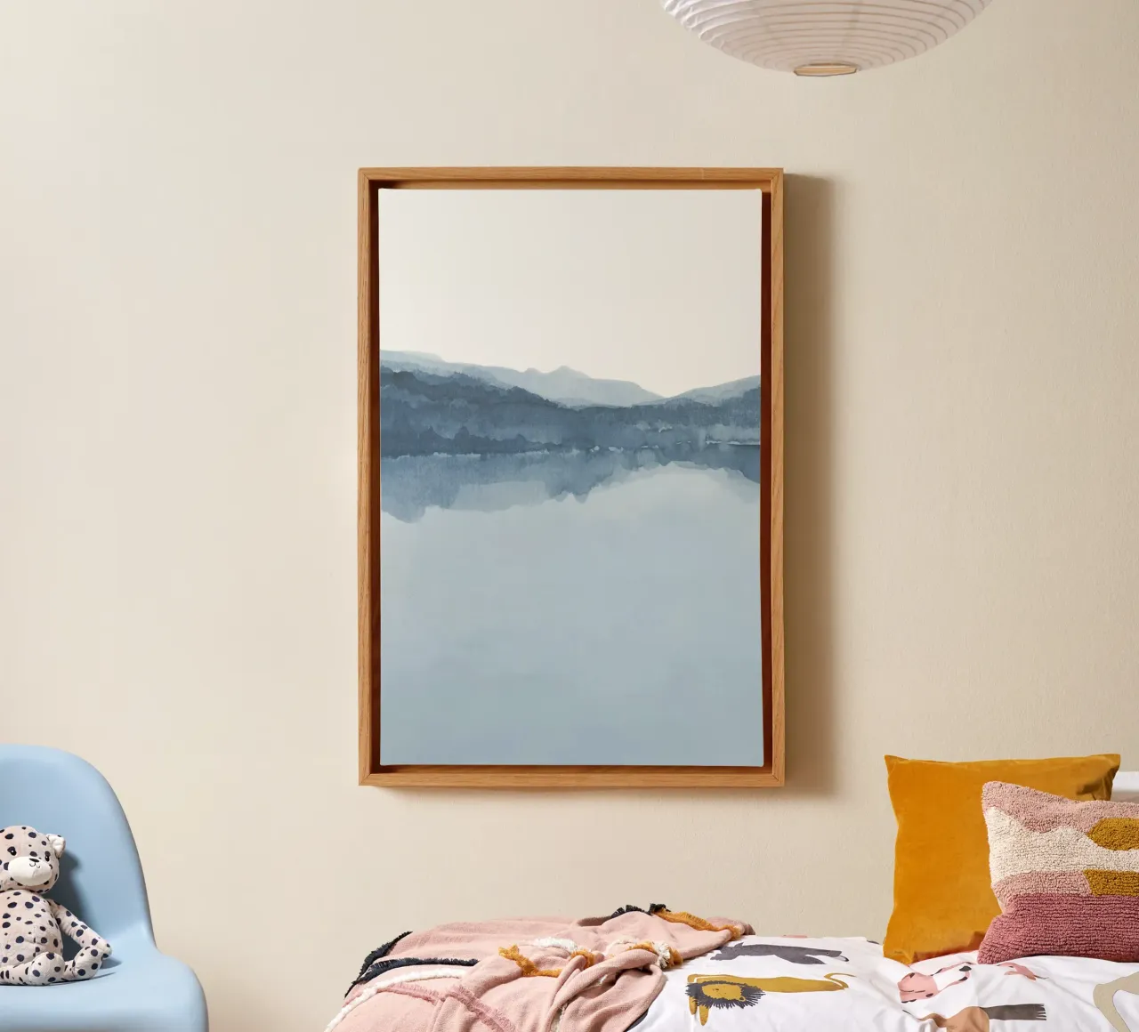 Paesaggio astratto nei toni del blu 1/2 tela con Cornice a cassetta da NouveauPrints