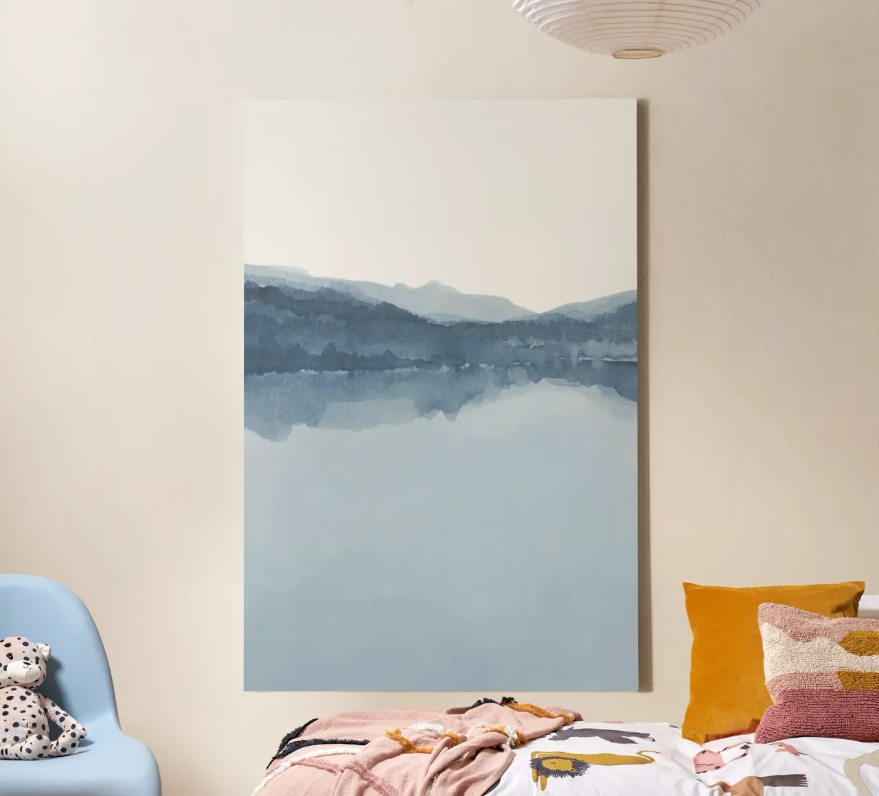 Paesaggio astratto nei toni del blu 1/2 tela con Cornice a cassetta da NouveauPrints