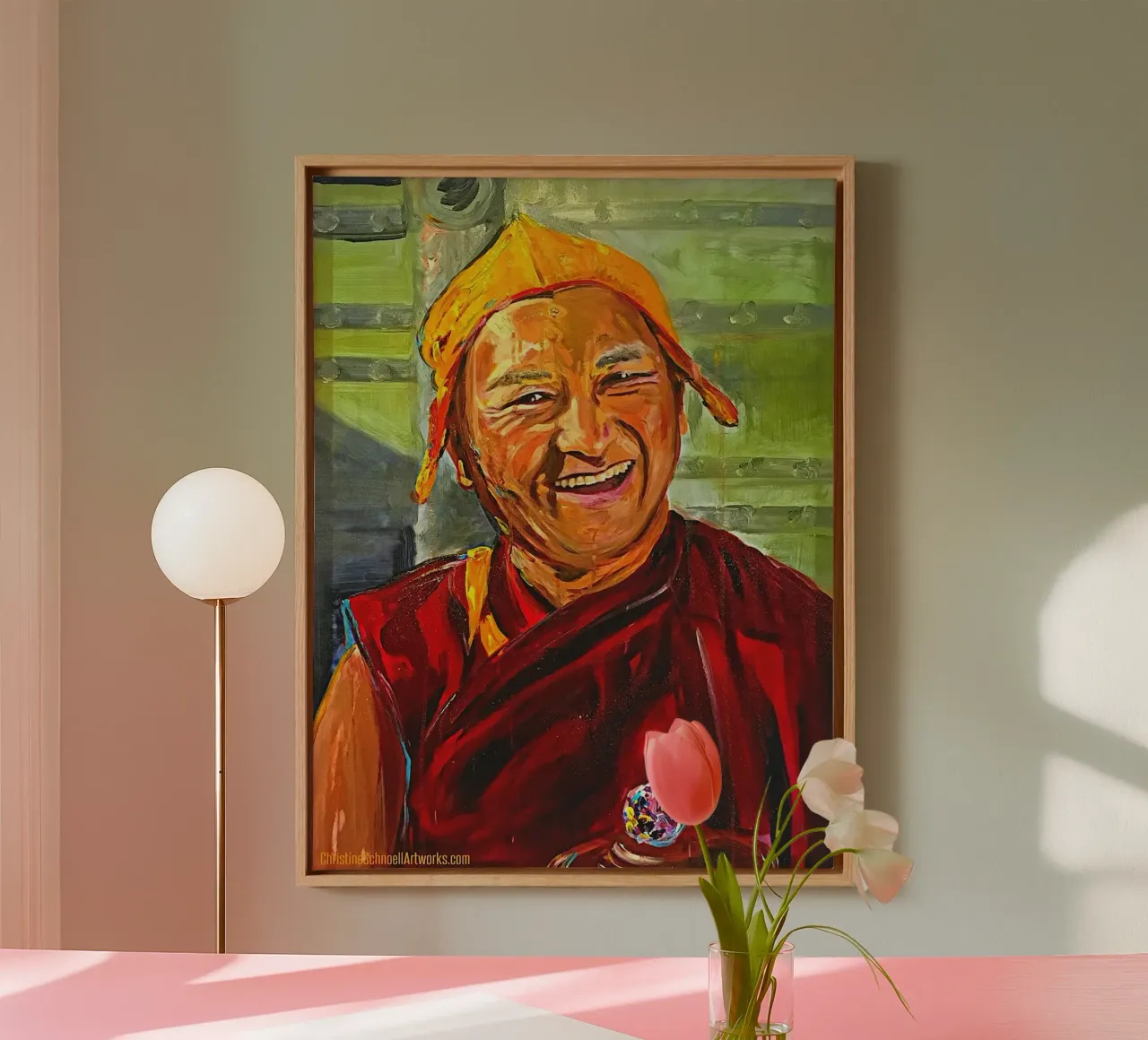 Lama Zopa Rinpoche, gerealiseerde meester, 2 canvas met Baklijst van Happy 😃 Art 🎨 by Christine Schnoell