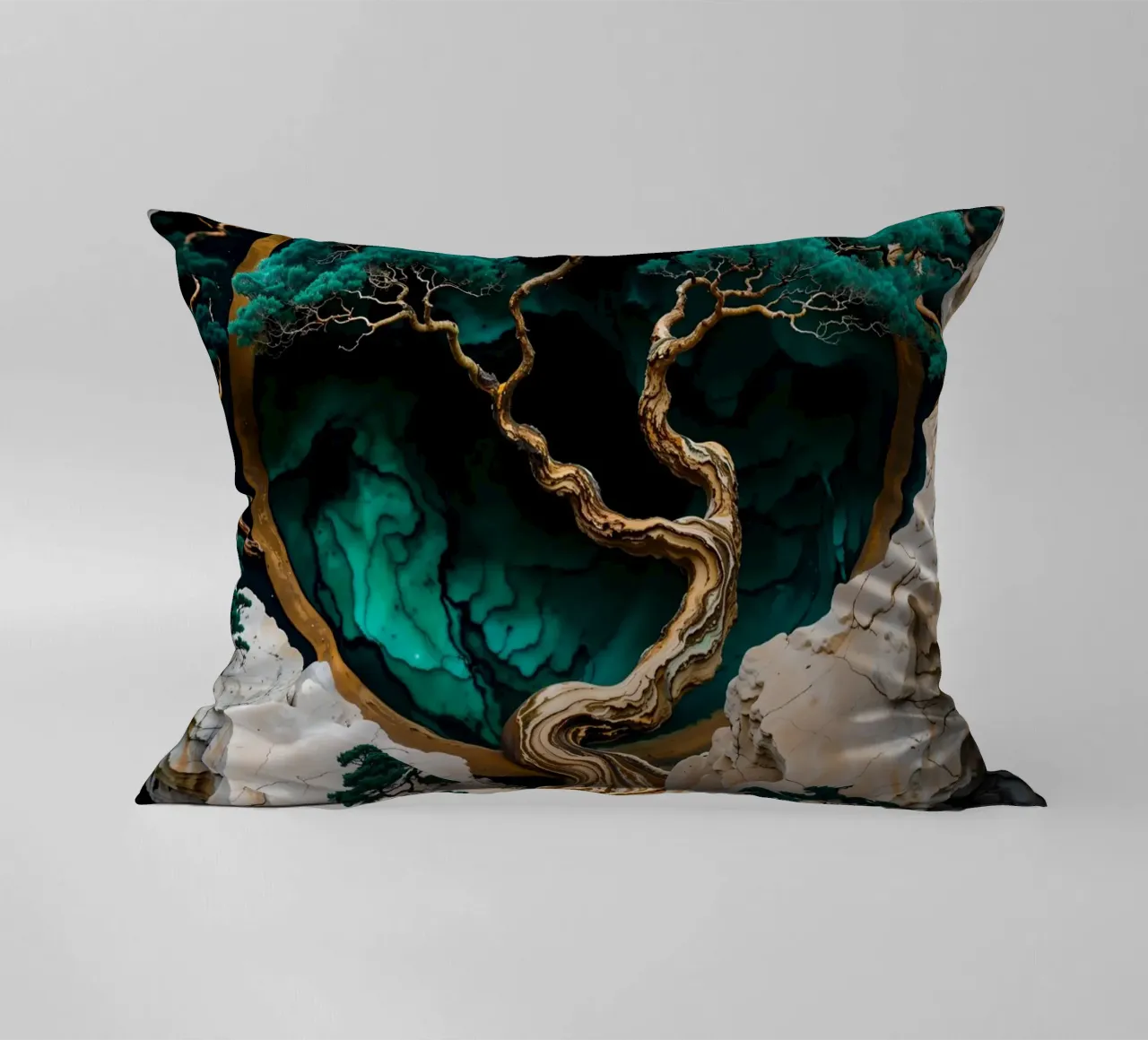 Mountain Tree Kintsugi Art cuscino da Pixaverse
