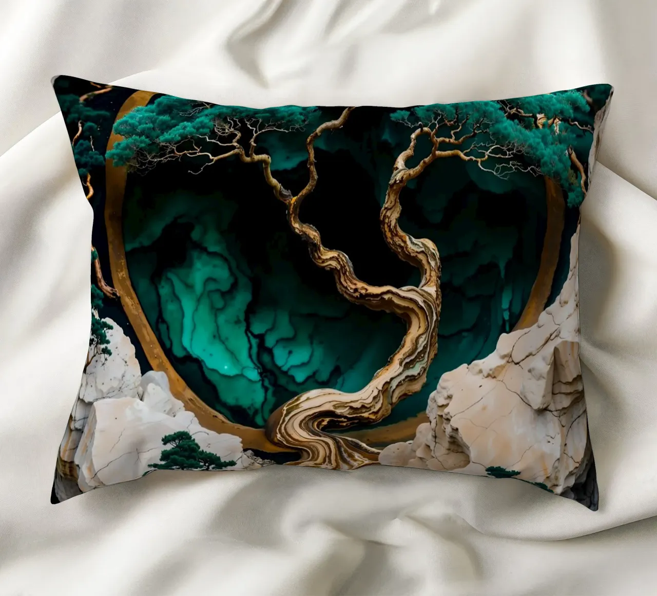Mountain Tree Kintsugi Art cuscino da Pixaverse