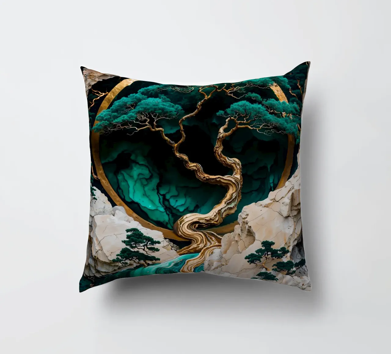 Mountain Tree Kintsugi Art cuscino da Pixaverse