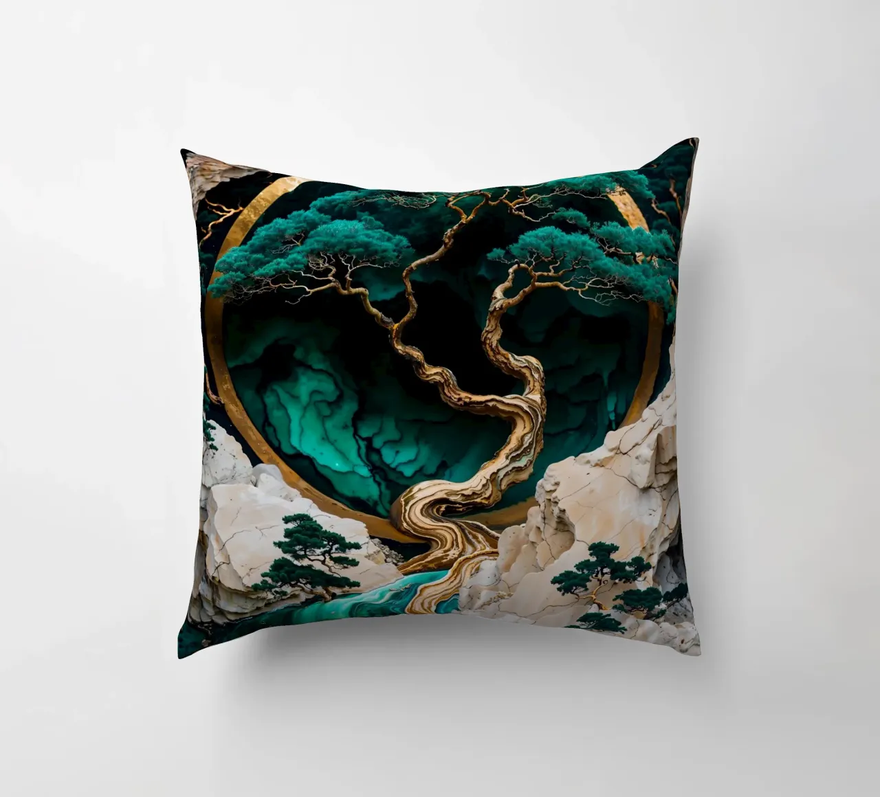 Mountain Tree Kintsugi Art cuscino da Pixaverse