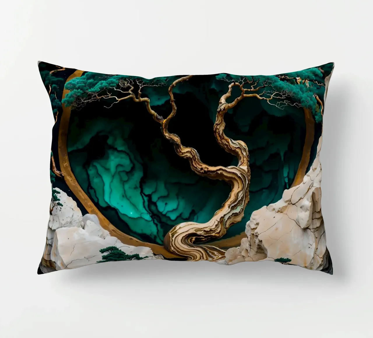 Mountain Tree Kintsugi Art cuscino da Pixaverse