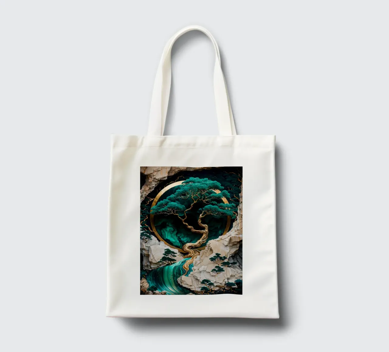 Mountain Tree Kintsugi Art borsa in juta da Pixaverse