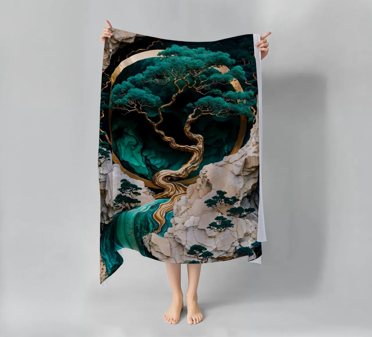 Mountain Tree Kintsugi Art telo mare da Pixaverse